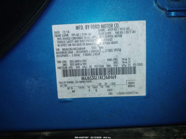 2019 FORD ECOSPORT MAJ6S3GL1KC268469 Photo 8