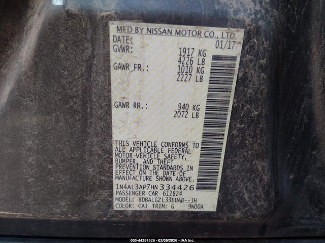 1N4AL3AP7HN334426 Nissan Altima 2.5 S
