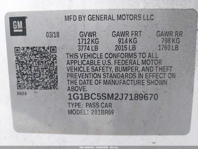 Chevrolet Cruze Ls Auto 2018 1G1BC5SM2J7189670 Image 9