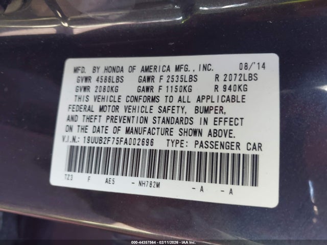 Aukcja sprzedaży 2015 Acura Tlx V6 Advance, vin: 19UUB2F75FA002696, numer aukcji: 44357564