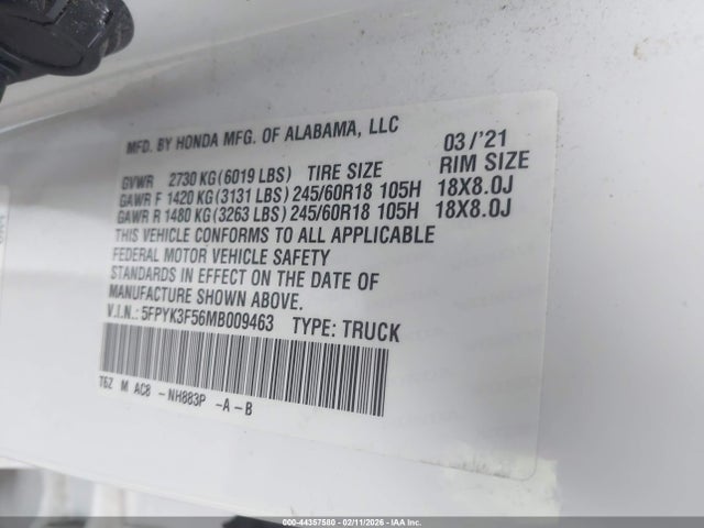 2021 HONDA RIDGELINE 5FPYK3F56MB009463 Photo 8