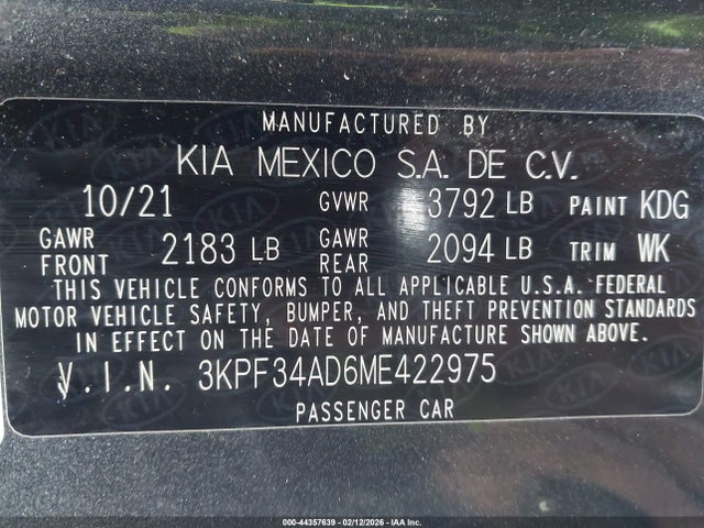 2021 KIA FORTE 3KPF34AD6ME422975 Photo 8