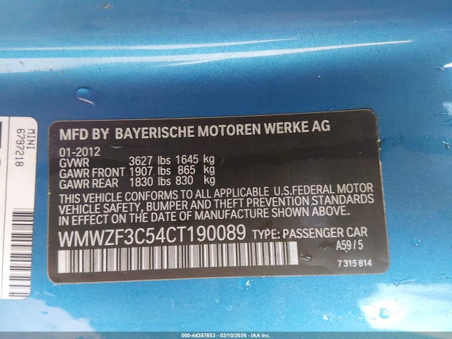 2012 MINI COOPER CLUBMAN WMWZF3C54CT190089 Photo 8