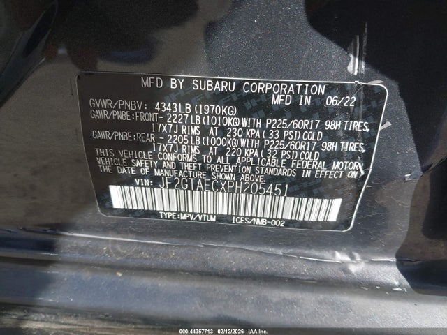 Продаж на аукціоні авто 2023 Subaru Crosstrek Premium, vin: JF2GTAECXPH205451, номер лоту: 44357713