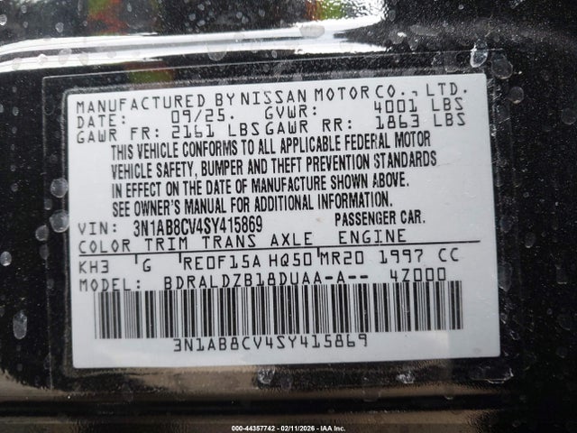 3N1AB8CV4SY415869 Nissan SENTRA SV