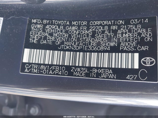 JTDKN3DP1E3060894 Toyota PRIUS PLUG-IN