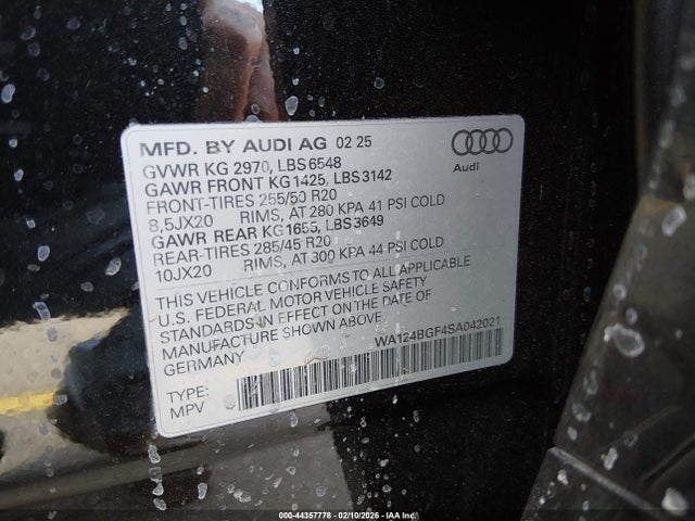 WA124BGF4SA042021 Audi Q6 E-tron Premium Plus Quattro
