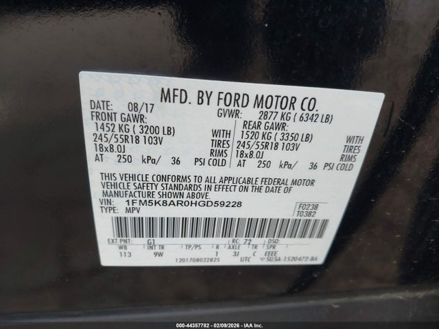 1FM5K8AR0HGD59228 Ford Utility Police Interceptor