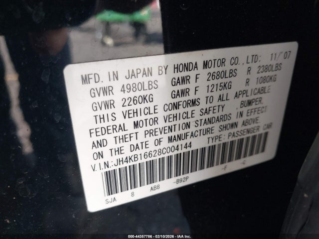 Продаж на аукціоні авто 2008 Acura Rl 3.5, vin: JH4KB16628C004144, номер лоту: 44357786