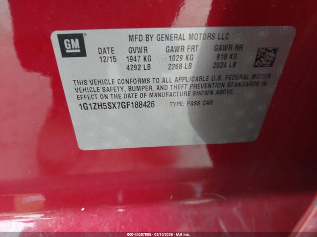 1G1ZH5SX7GF188426 Chevrolet Malibu Premier