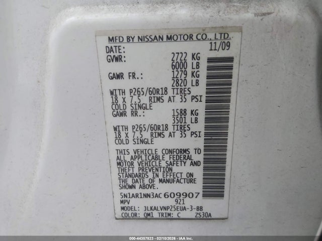 2010 NISSAN PATHFINDER 5N1AR1NN3AC609907 Photo 8