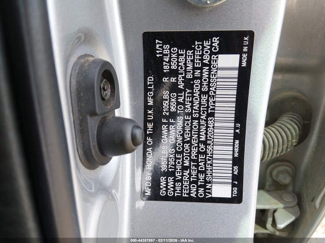 SHHFK7H56JU209483 Honda CIVIC EX