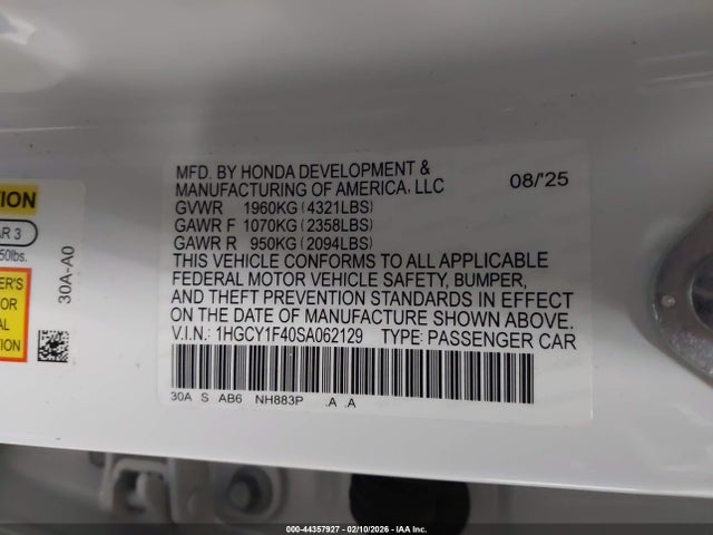 Honda ACCORD SE 2025 1HGCY1F40SA062129 Image 9