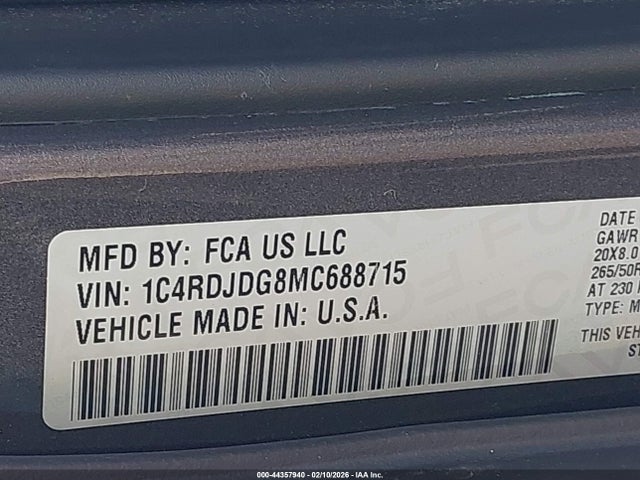 Dodge Durango Gt Plus Awd 2021 1C4RDJDG8MC688715 Image 9