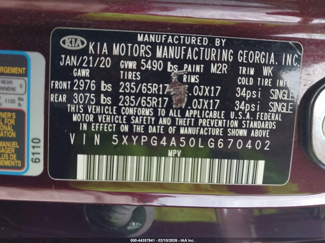 2020 KIA SORENTO 5XYPG4A50LG670402 Photo 8