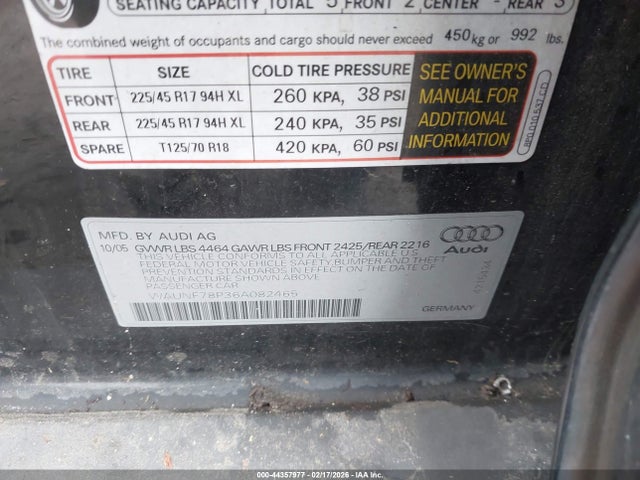 2006 AUDI A3 WAUNF78P36A082465 Photo 8