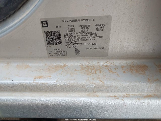 1GC1KTEY1KF273138 Chevrolet Silverado 2500hd Ltz