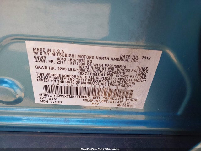 2014 MITSUBISHI OUTLANDER SPORT 4A4AR3AU8EE001610 Photo 8