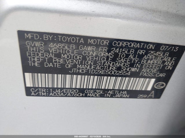 Lexus IS 250 2014 JTHCF1D2XE5002554 Image 9