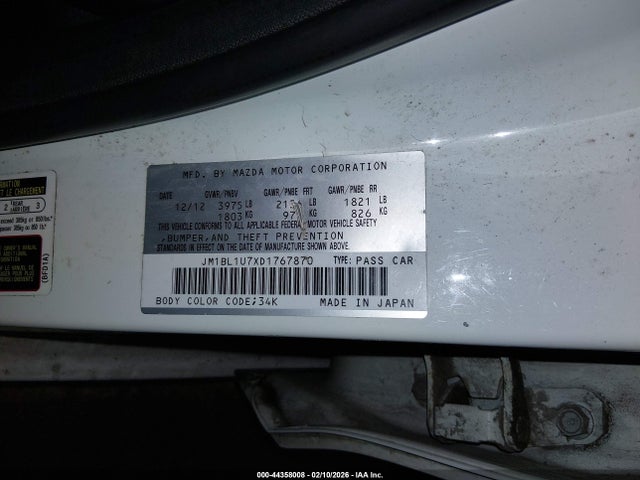Продаж на аукціоні авто 2013 Mazda Mazda3 I Sport, vin: JM1BL1U7XD1767870, номер лоту: 44358008