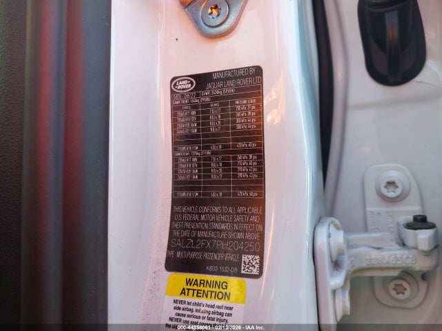 SALZL2FX7PH204250 Land Rover Range Rover Evoque R-dynamic Se