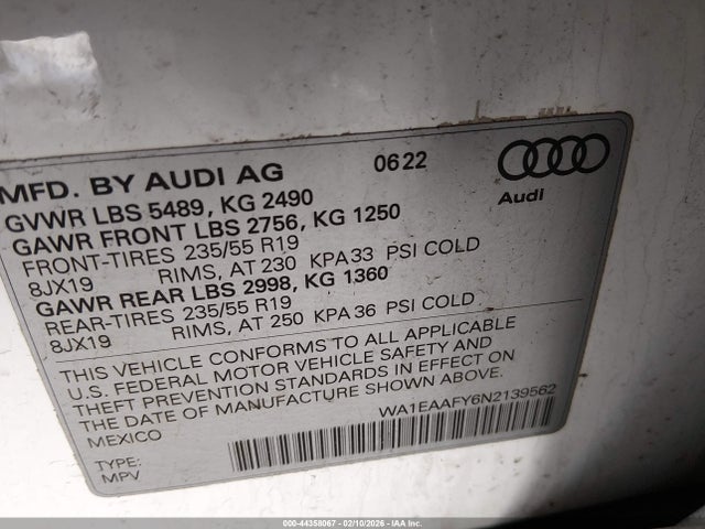 2022 AUDI Q5 WA1EAAFY6N2139562 Photo 8