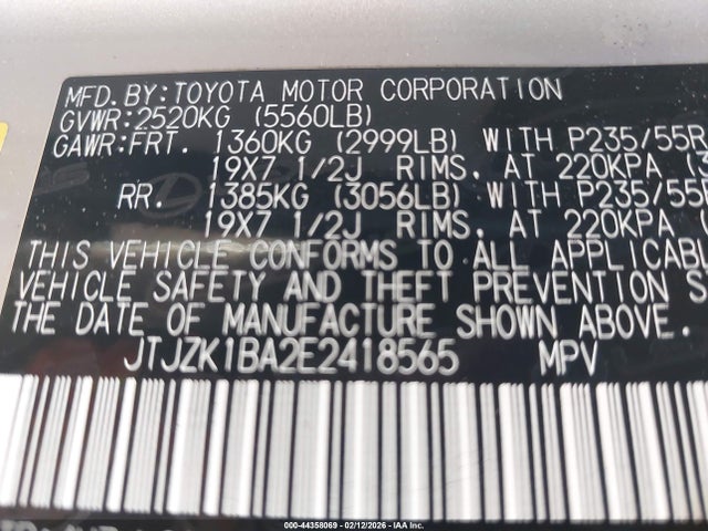 Aukcja sprzedaży 2014 Lexus Rx 350, vin: JTJZK1BA2E2418565, numer aukcji: 44358069