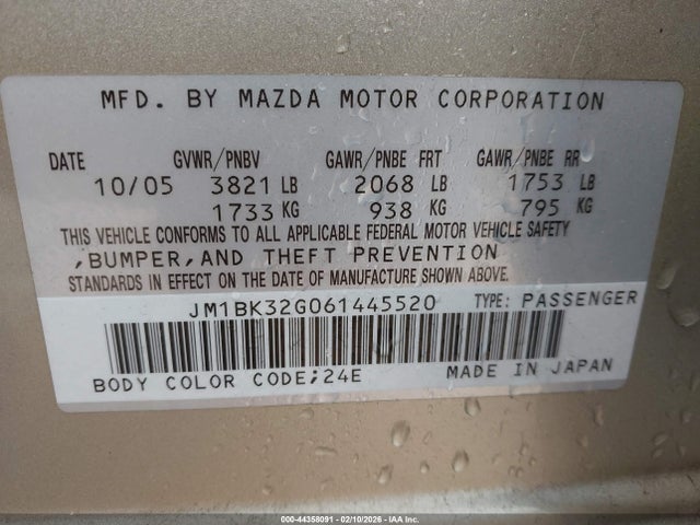 2006 MAZDA MAZDA3 JM1BK32G061445520 Photo 8