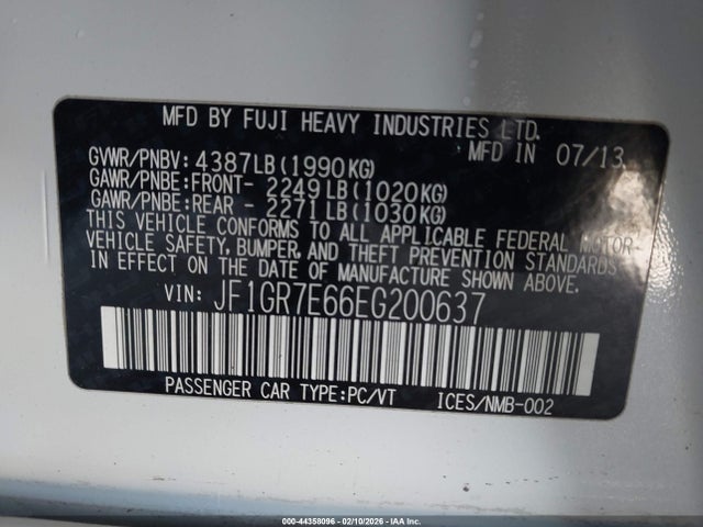 Subaru Impreza Wrx 2014 JF1GR7E66EG200637 Image 9