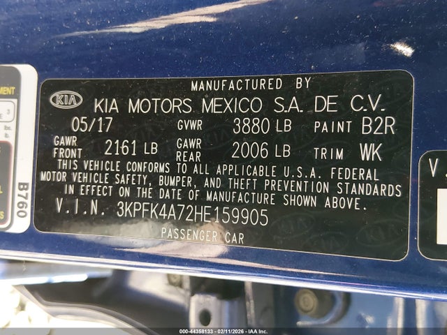 3KPFK4A72HE159905 KIA FORTE LX