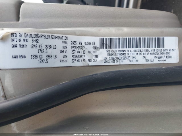 Продажа на аукционе авто 2003 Jeep Grand Cherokee Limited, vin: 1J8GW58N53C505683, номер лота: 44358154