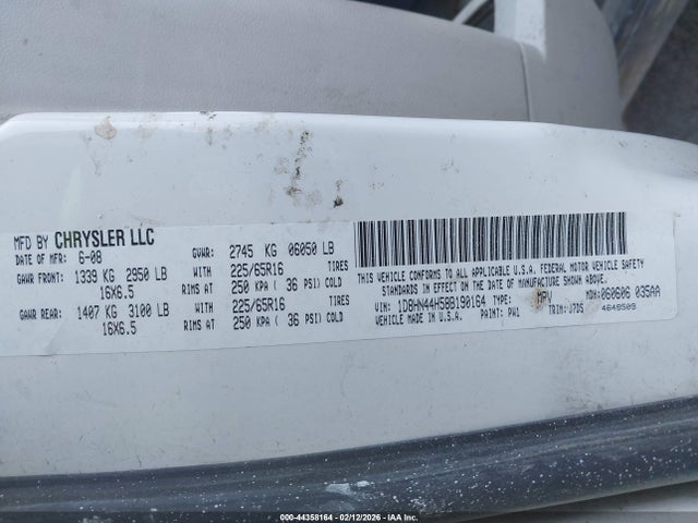 Продаж на аукціоні авто 2008 Dodge Grand Caravan Se, vin: 1D8HN44H58B190164, номер лоту: 44358164
