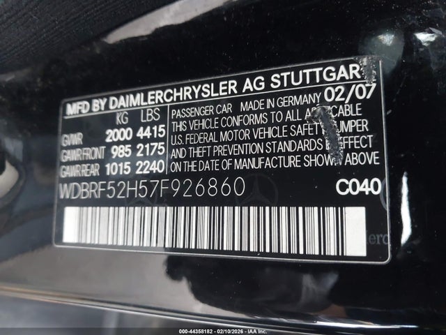 Продаж на аукціоні авто 2007 Mercedes-benz C 230 Sport, vin: WDBRF52H57F926860, номер лоту: 44358182