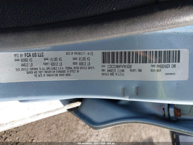 Продажа на аукционе авто 2015 Chrysler 200 Limited, vin: 1C3CCCAB4FN701632, номер лота: 44358203