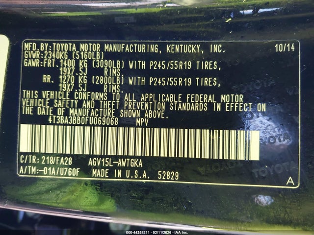 Toyota VENZA LE 2015 4T3BA3BB0FU069068 Image 9