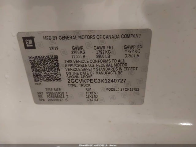 2019 CHEVROLET SILVERADO 1500 LD 2GCVKPEC3K1240727 Photo 8