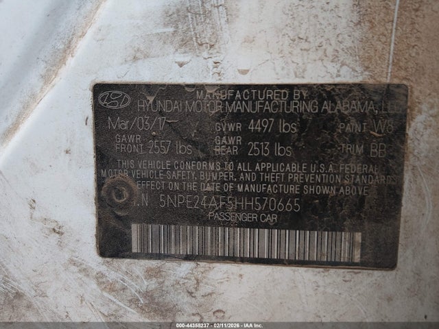5NPE24AF5HH570665 Hyundai SONATA SE