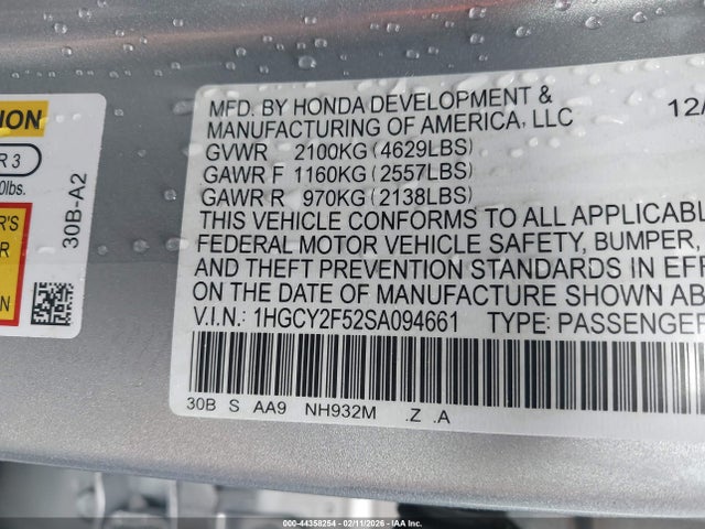 1HGCY2F52SA094661 Honda Accord Hybrid Sport