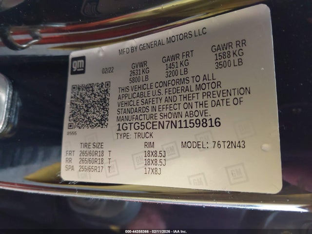 1GTG5CEN7N1159816 GMC Canyon 2wd Short Box Elevation