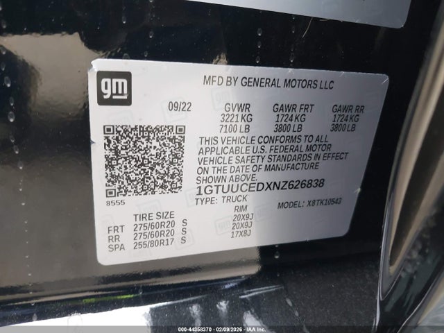 2022 Gmc Sierra 1500 4wd  Short Box Elevation მანქანა იყიდება აუქციონზე, vin: 1GTUUCEDXNZ626838, აუქციონის ნომერი: 44358370