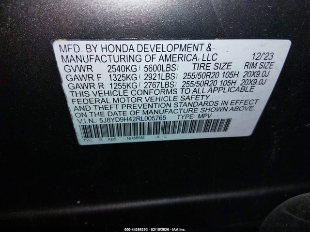 5J8YD9H42RL005765 Acura Mdx Technology Package