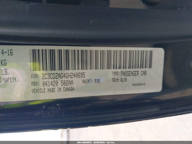 Aukcja sprzedaży 2016 Dodge Challenger Sxt Plus, vin: 2C3CDZAG4GH240695, numer aukcji: 44358472