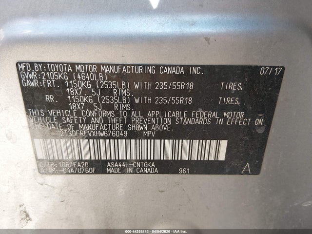 2T3DFREVXHW676049 Toyota Rav4 Limited