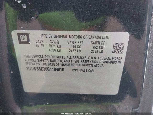 2G1WB5E30G1104810 Chevrolet Impala Limited Lt