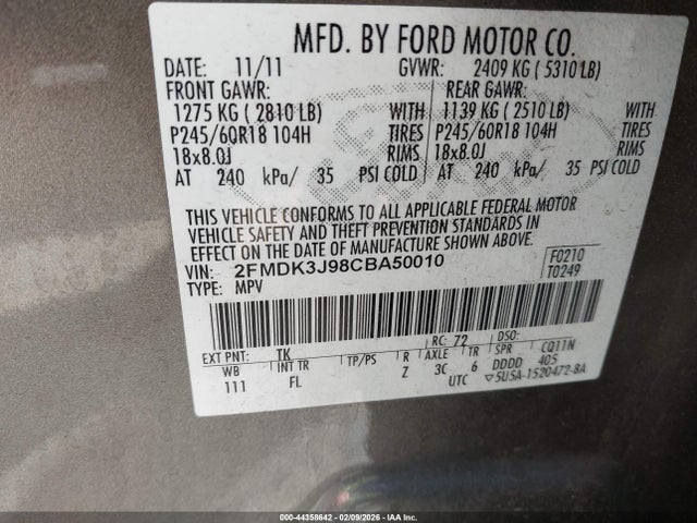 2012 FORD EDGE 2FMDK3J98CBA50010 Photo 8