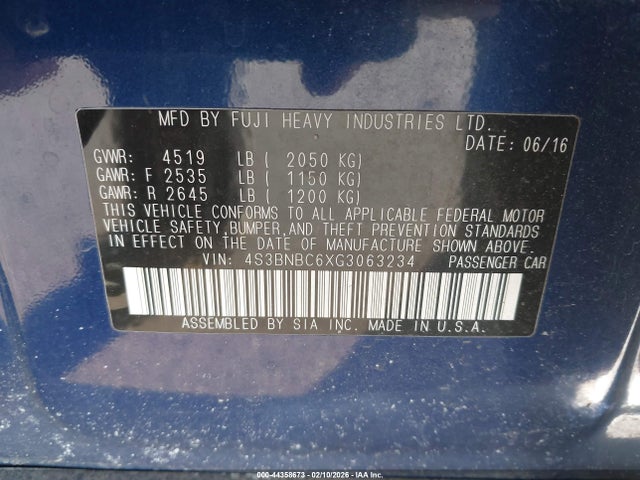 4S3BNBC6XG3063234 Subaru Legacy 2.5i Premium
