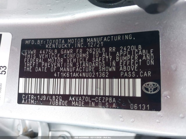 Toyota CAMRY XSE 2022 4T1K61AK4NU021362 Image 9