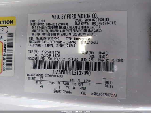 Ford Mustang Ecoboost Premium Fastback 2020 1FA6P8TH1L5132090 Image 9