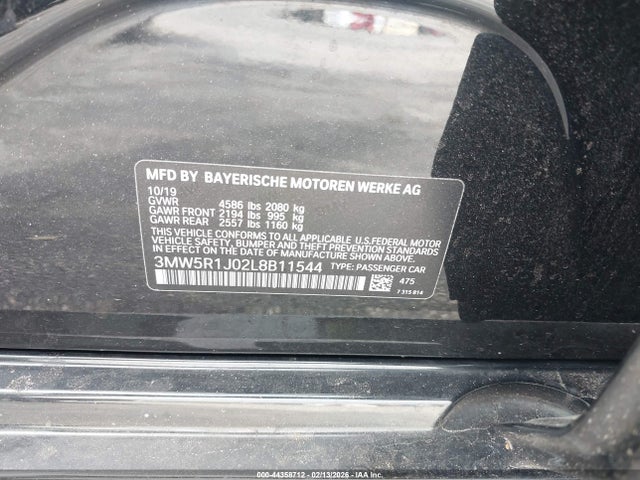 Продажа на аукционе авто 2020 Bmw 330i, vin: 3MW5R1J02L8B11544, номер лота: 44358712