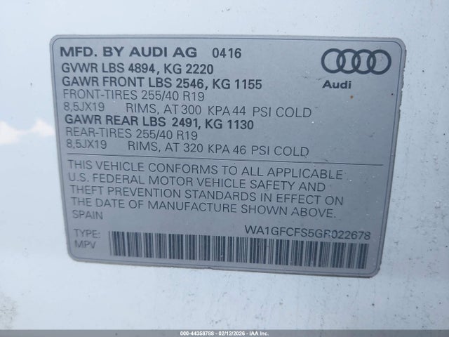 2016 AUDI Q3 WA1GFCFS5GR022678 Photo 8